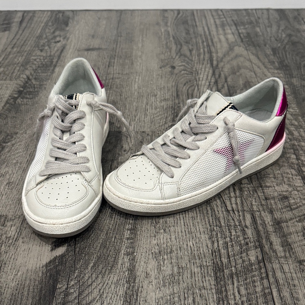 ShuShop White Sneakers with Pink Highlights